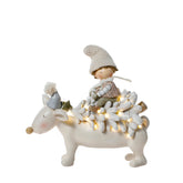 Figurine de Noël Enfant sur renne Pastel LED